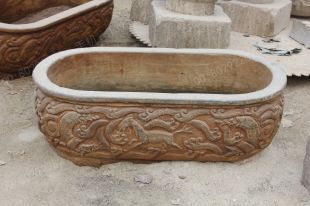 Ancient stone carving aquarium, Ancient stone carving flowerpot YG556