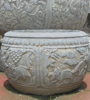 Ancient stone carving aquarium, Ancient stone carving flowerpot YG586