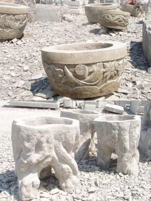 Ancient stone carving aquarium, Ancient stone carving flowerpot YG593