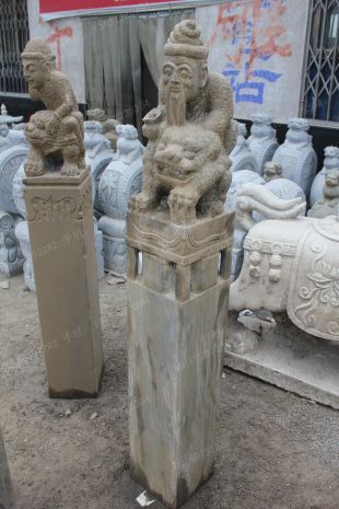 曲阳仿古拴马桩 石雕拴马桩 胡人戏狮拴马桩 拴马桩图片 拴马桩价格 西安拴马桩-SMZ071