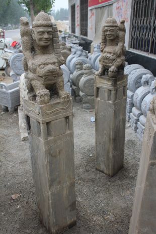 曲阳仿古拴马桩 石雕拴马桩 胡人戏狮拴马桩 拴马桩图片 拴马桩价格 西安拴马桩-SMZ073