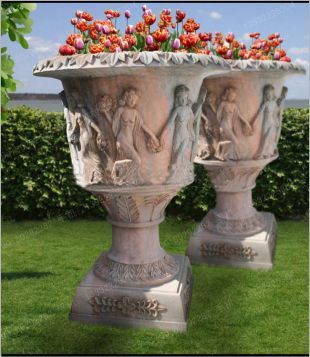European flowerpot, stone flowerpot, landscape flowerpot, flowerpot pictures, white marble flowerpot, sandstone flowerpot, granite flowerpot, European stone carving flowerpot -- HP046