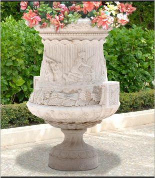 European flowerpot, stone flowerpot, landscape flowerpot, flowerpot pictures, white marble flowerpot, sandstone flowerpot, granite flowerpot, European stone carving flowerpot -- HP090