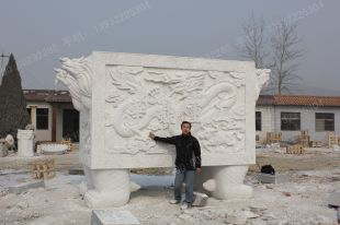 Archaize stone carving censer, archaize stone carving ding, stone censer, white marble censer, temples censer stone - XL014