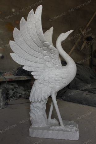 animal crane sculpture, stone crane animal sculpture, marble crane animal sculpture -- XH022