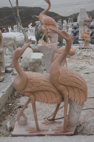 animal crane sculpture, stone crane animal sculpture, marble crane animal sculpture -- XH029