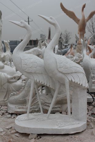 animal crane sculpture, stone crane animal sculpture, marble crane animal sculpture -- XH030