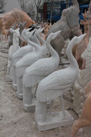 animal crane sculpture, stone crane animal sculpture, marble crane animal sculpture -- XH032