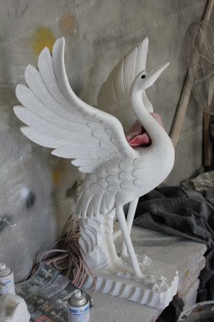 animal crane sculpture, stone crane animal sculpture, marble crane animal sculpture -- XH039