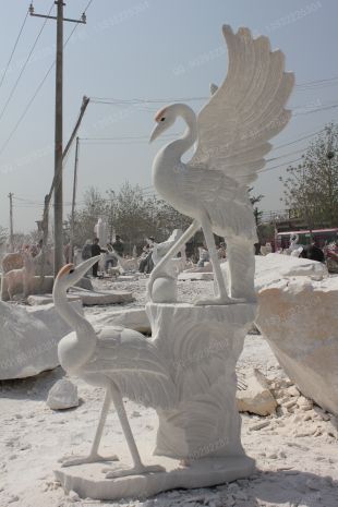 animal crane sculpture, stone crane animal sculpture, marble crane animal sculpture -- XH040