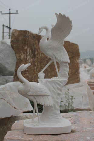 animal crane sculpture, stone crane animal sculpture, marble crane animal sculpture -- XH044
