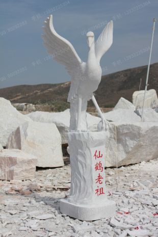 animal crane sculpture, stone crane animal sculpture, marble crane animal sculpture -- XH046