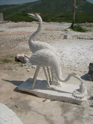 animal crane sculpture, stone crane animal sculpture, marble crane animal sculpture -- XH048