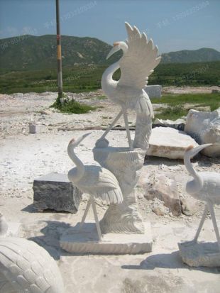 animal crane sculpture, stone crane animal sculpture, marble crane animal sculpture -- XH049