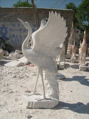 animal crane sculpture, stone crane animal sculpture, marble crane animal sculpture -- XH050