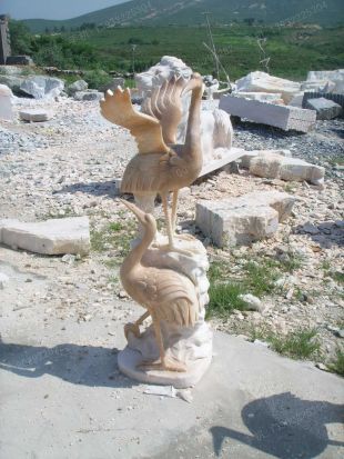 animal crane sculpture, stone crane animal sculpture, marble crane animal sculpture -- XH052