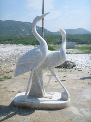 animal crane sculpture, stone crane animal sculpture, marble crane animal sculpture -- XH053
