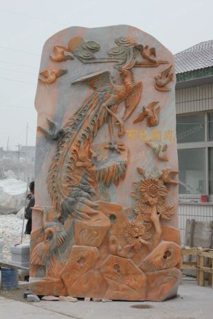 景观石,晚霞红风景石,晚霞红自然石,晚霞红景观石,天然景观石,园林景观石,景观石图片--WXH133