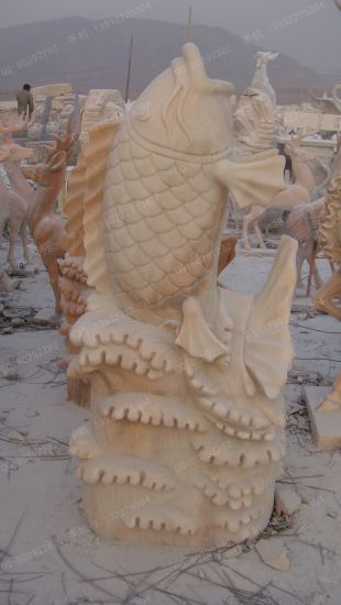 动物石雕鱼,石雕鱼雕塑,园林石雕鱼雕塑,鲤鱼雕塑,石雕喷泉鱼雕塑,曲阳石雕厂,曲阳雕塑公司 -- Y003