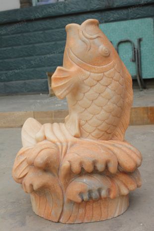 动物石雕鱼,石雕鱼雕塑,园林石雕鱼雕塑,鲤鱼雕塑,石雕喷泉鱼雕塑,曲阳石雕厂,曲阳雕塑公司 -- Y019