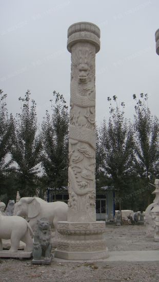 龙柱子,石雕龙柱子,大理石龙柱子,花岗岩龙柱子,汉白玉龙柱子,石雕龙柱,晚霞红龙柱子 -- LMZ379