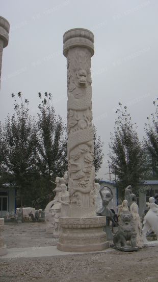 龙柱子,石雕龙柱子,大理石龙柱子,花岗岩龙柱子,汉白玉龙柱子,石雕龙柱,晚霞红龙柱子 -- LMZ381