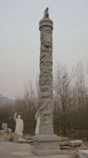 龙柱子,石雕龙柱子,大理石龙柱子,花岗岩龙柱子,汉白玉龙柱子,石雕龙柱,晚霞红龙柱子 -- LMZ386