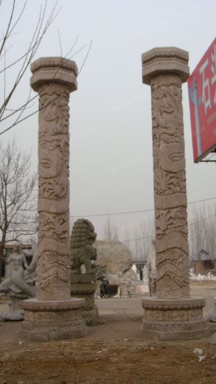 龙柱子,石雕龙柱子,大理石龙柱子,花岗岩龙柱子,汉白玉龙柱子,石雕龙柱,晚霞红龙柱子 -- LMZ388