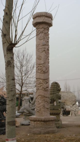 龙柱子,石雕龙柱子,大理石龙柱子,花岗岩龙柱子,汉白玉龙柱子,石雕龙柱,晚霞红龙柱子 -- LMZ389