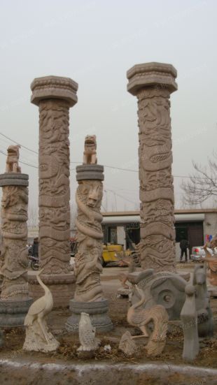 龙柱子,石雕龙柱子,大理石龙柱子,花岗岩龙柱子,汉白玉龙柱子,石雕龙柱,晚霞红龙柱子 -- LMZ391