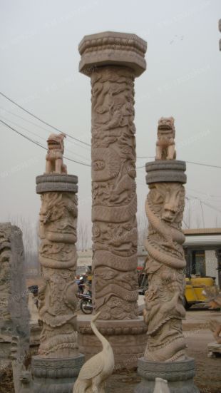 龙柱子,石雕龙柱子,大理石龙柱子,花岗岩龙柱子,汉白玉龙柱子,石雕龙柱,晚霞红龙柱子 -- LMZ392