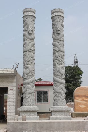 龙柱子,石雕龙柱子,大理石龙柱子,花岗岩龙柱子,汉白玉龙柱子,石雕龙柱,晚霞红龙柱子 -- LMZ404