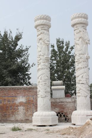 龙柱子,石雕龙柱子,大理石龙柱子,花岗岩龙柱子,汉白玉龙柱子,石雕龙柱,晚霞红龙柱子 -- LMZ406