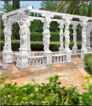 stone corridor, marble pergola summerhouse, garden summerhouse pergola - ZL002