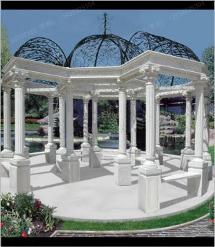 stone corridor, marble pergola summerhouse, garden summerhouse pergola - ZL009