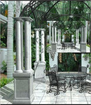 stone corridor, marble pergola summerhouse, garden summerhouse pergola - ZL010