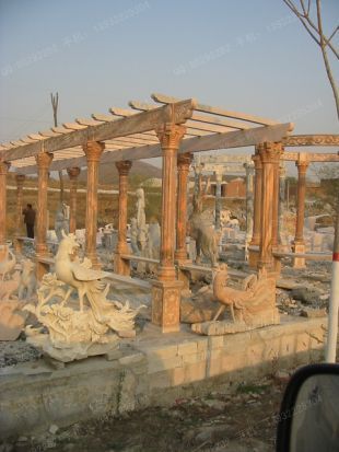 stone corridor, marble pergola summerhouse, garden summerhouse pergola - ZL023