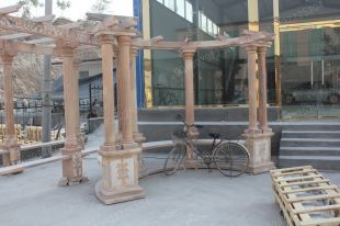 stone corridor, marble pergola summerhouse, garden summerhouse pergola - ZL019
