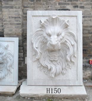 Stone lion's head sculpture, European wall sculpture, marble lion's head sculpture - BG065