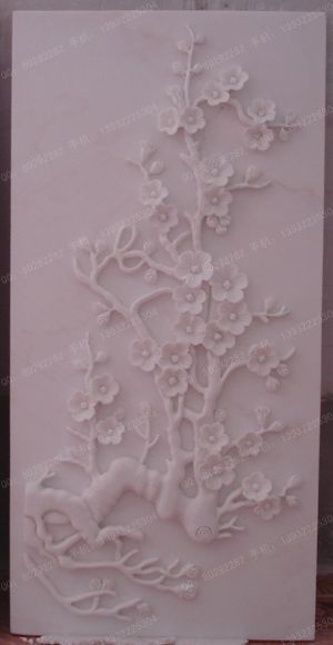 石雕 春夏秋冬浮雕,汉白玉石材 雕花浮雕,梅兰竹菊 汉白玉浮雕 - DHFD081