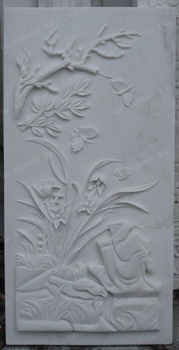 石雕 春夏秋冬浮雕,汉白玉石材 雕花浮雕,梅兰竹菊 汉白玉浮雕 - DHFD091